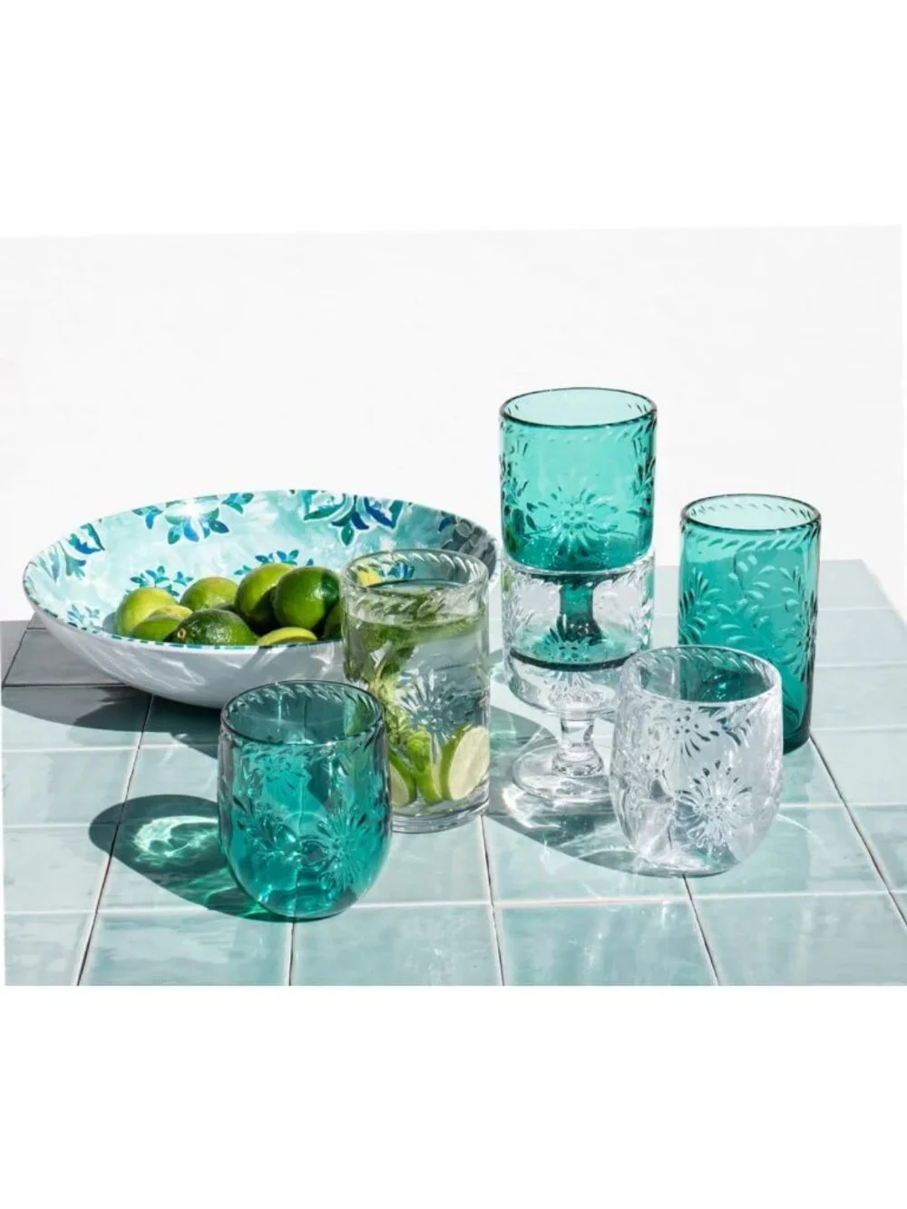 Colorful Teal Acrylic Stemless Wine Glasses - 13.3 oz - Set of 6 for